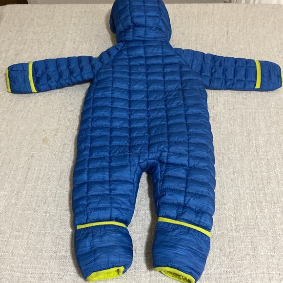 Snozu Blue/Lime Green Baby Puffer Snowsuit Size 9/12 Month - Picture 4 of 8